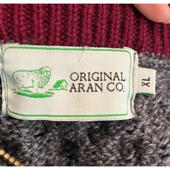 Original Aran Co. Gray 100% Pure Merino Wool 1/4 Zip Men's Knit Sweater Size XL - Picture 3 of 5